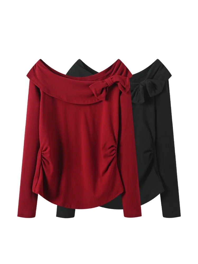 

Новая женская зимняя блузка больших размеров с длинным рукавом на одно плечо, утягивающая, для полных женщин, в стиле Little Fragrance