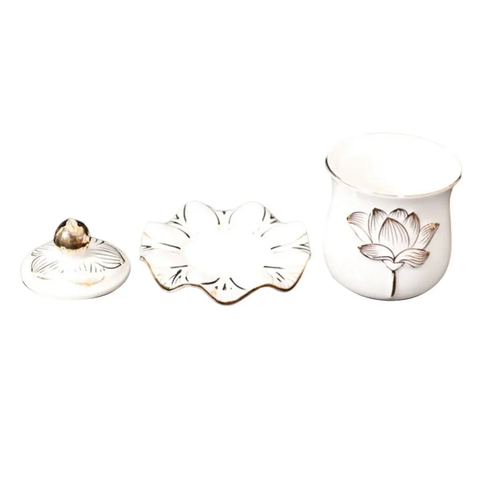 

1Set Carved Lotus Ceramic Water Offering Cup Thickened Round Shiny Buddha Cup for Home Temple Use Buddhist Ceremony Supply