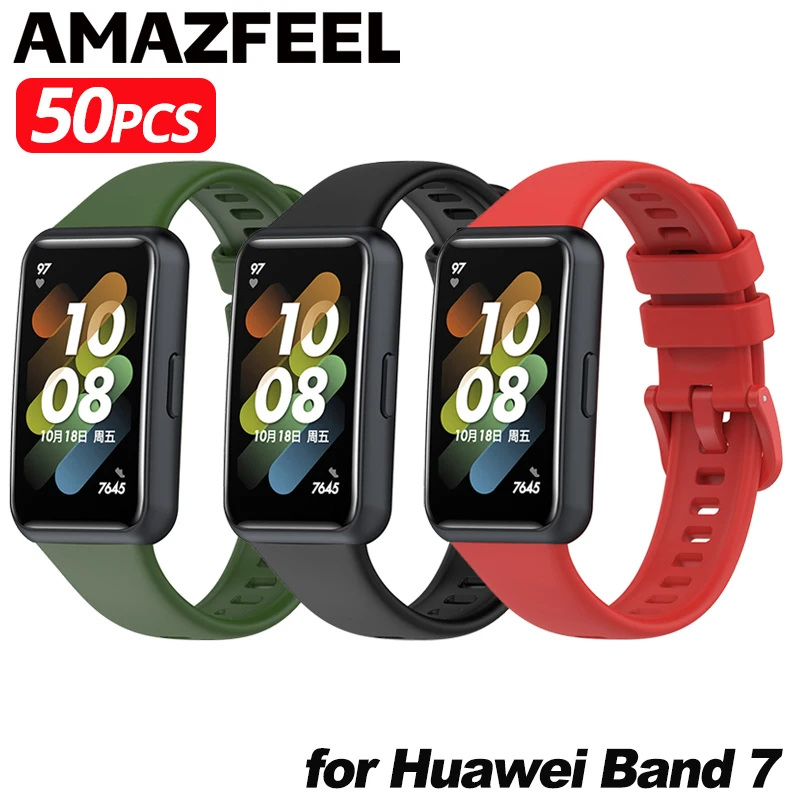 

50pcs Strap for Huawei Band 7 Smart Band Bracelet Silicone Band Replace Watchband for Huawei Band 7 Straps Belt Accessories