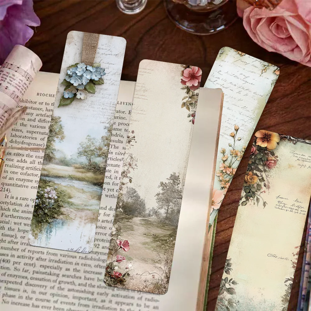 

30pcs vintage landscape bookmarks student office supplies paper card reading books book page labeling creative gift DIY bookmark