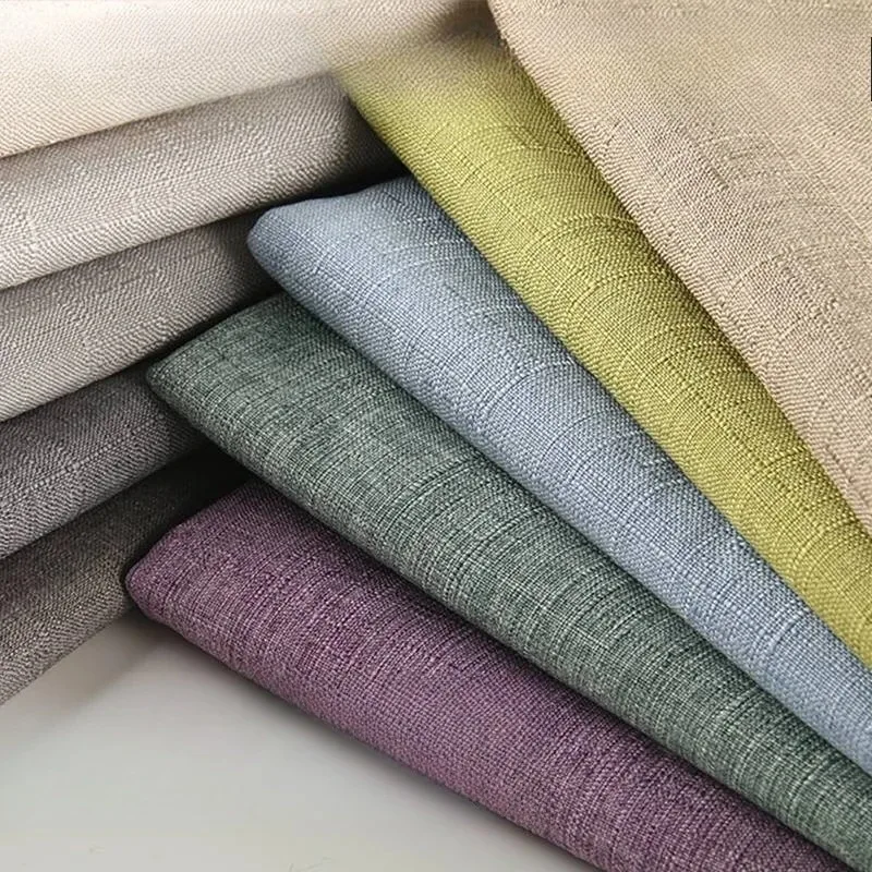 High Density Bamboo Linen Fabric By The Meter for Sofa Cover Tablecloth Throw Pillow Bag DIY Sewing Plain Cloth Soft Black White