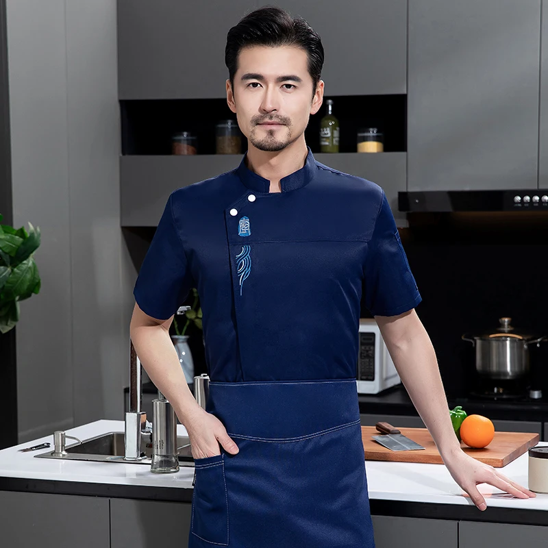 Logotipo personalizado para uniforme de Chef, camisa de cocina de restaurante, traje de camarero de Catering de Hotel de manga corta, monos de panadería