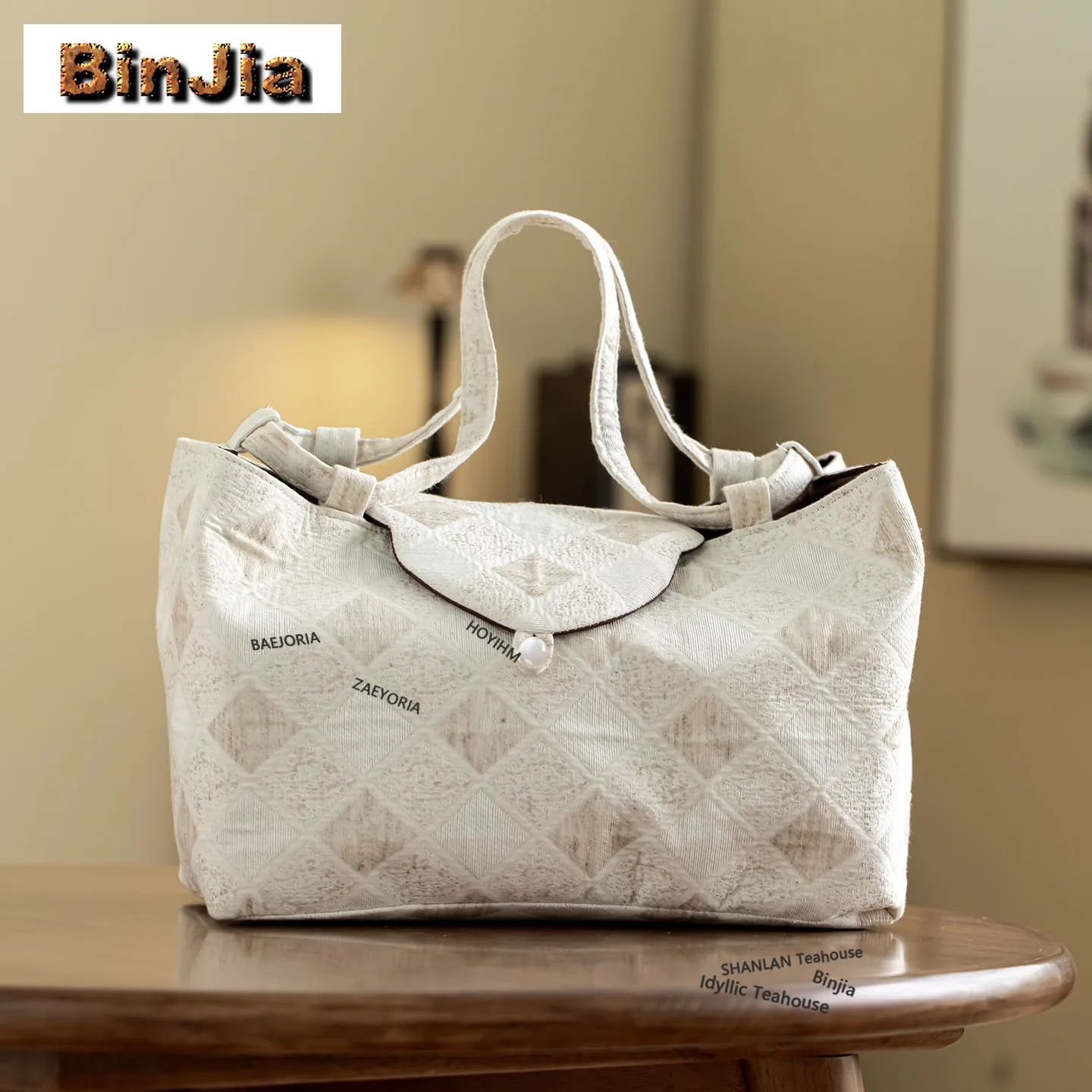 BAEJORIA Large Cotton Linen Tea Cozies Zen Teacup Pouch Tea Cozy for Teapot Hand Bag Travel Tea Set Bag Drinkware Accessories