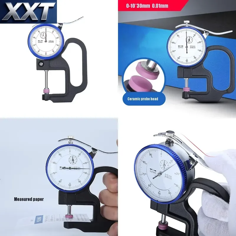 XXT Dial Thickness Gauge 0.01mm 0-25*30mm Ceramic Probe Thickness Gauge Portable High Precision Wet Film Thickness Gauge