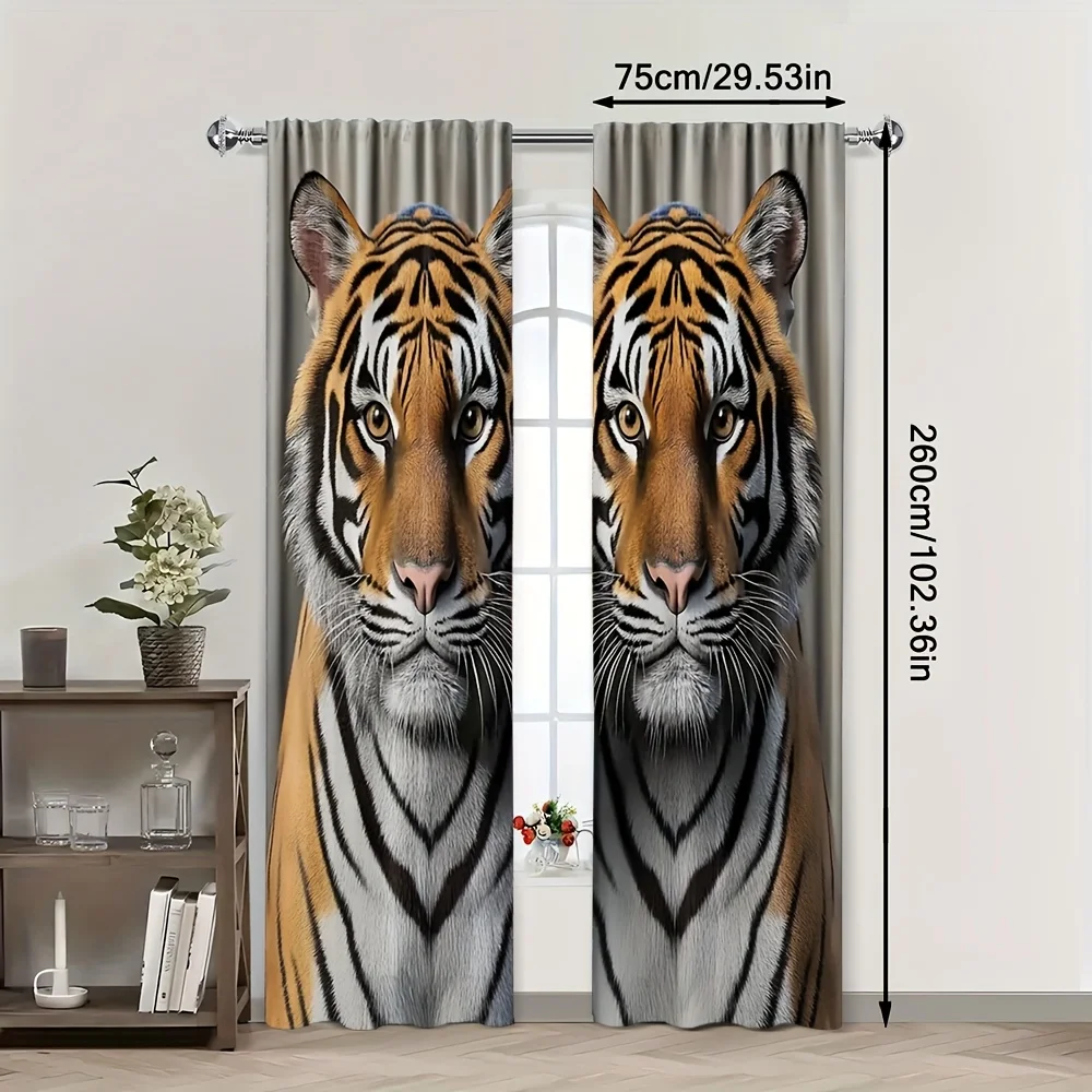 Realistic Tiger Face Curtain Panels for Living Room Bedroom Home Decor Window Drapes