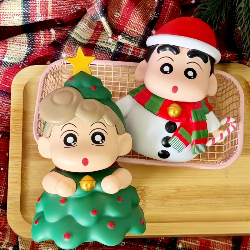 Hot 12cm Anime Crayon Shin Chan Action Figure Christmas Tree Himawari Figurine Nohara Shinnosuke Christmas Figure Cute Doll Gift