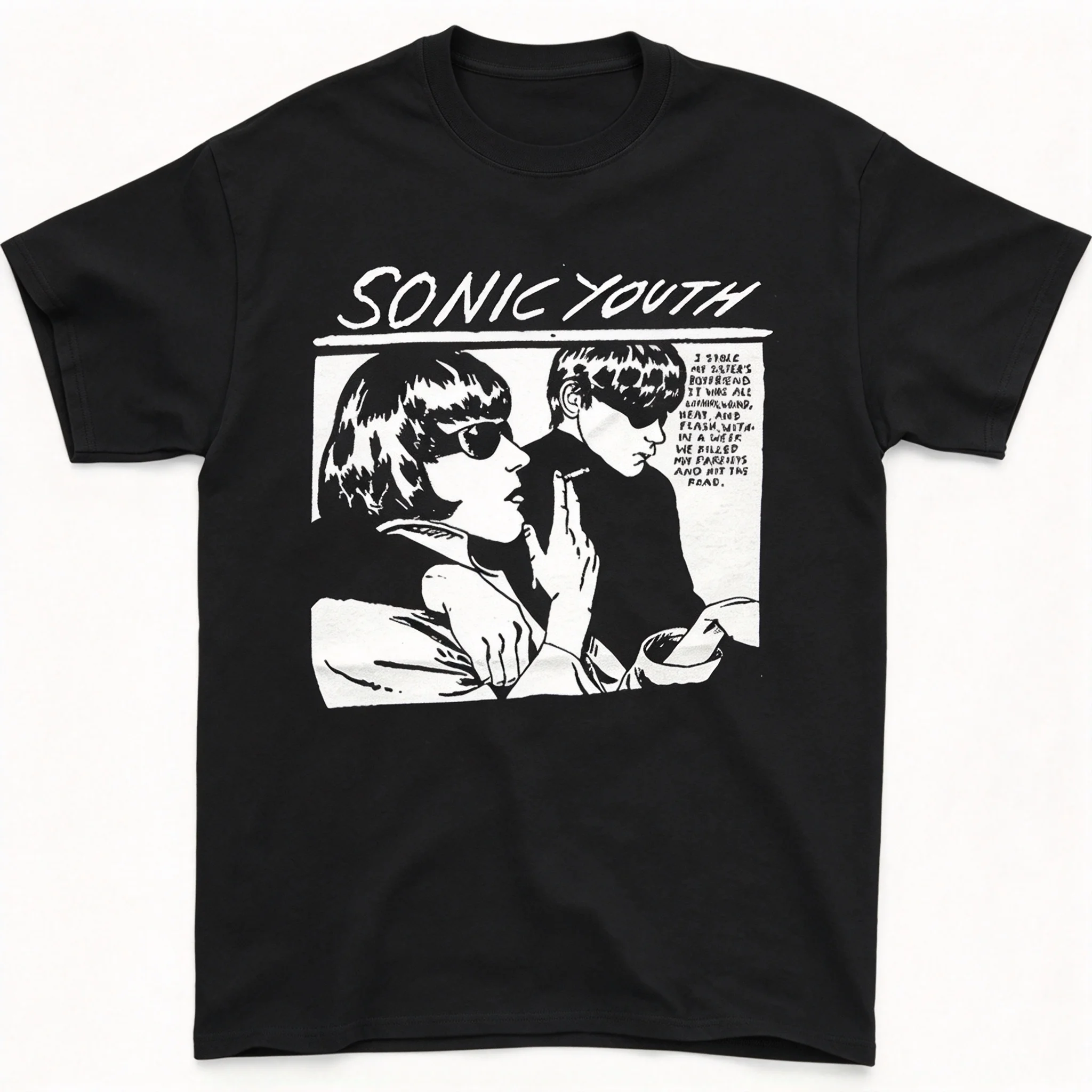 SONIC YOUTH, A Rock Punk Band, Presents An Oversized, Relaxed American Street Style T-shirt. American Classic Retro Style