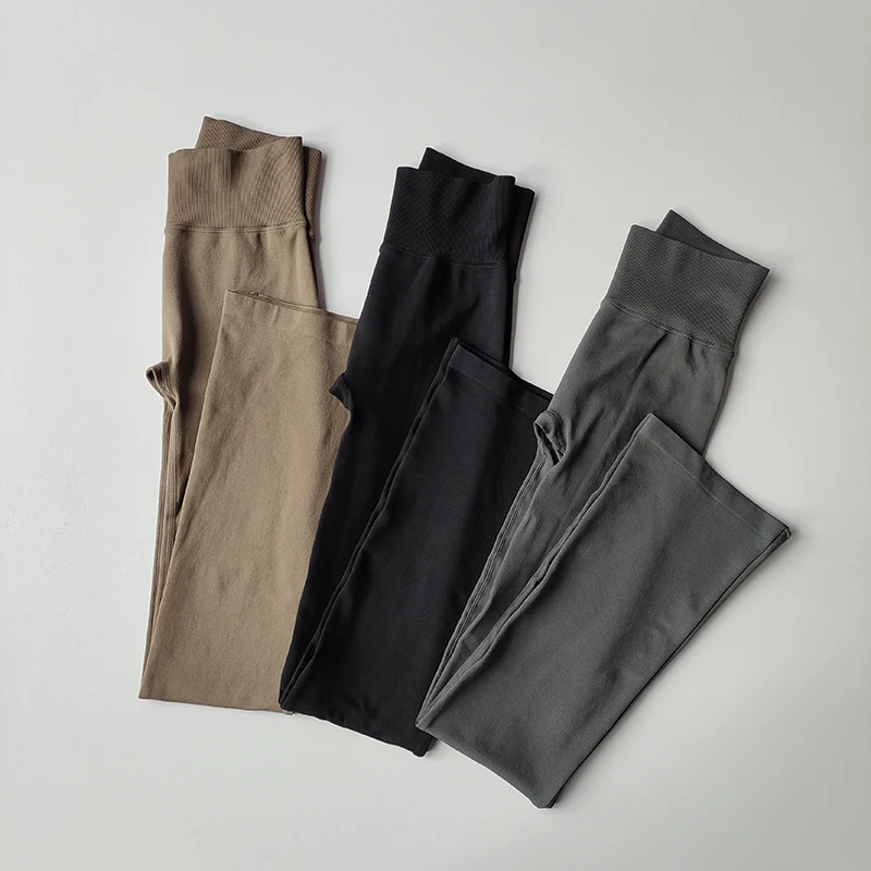 Hochtaillierte Kompressionshose ohne unangenehme Linien, leicht ausgestellte Yoga-Outdoorkleidung, nahtlose elastische Fitnesshose, Lifting-Leggings – Detail 14