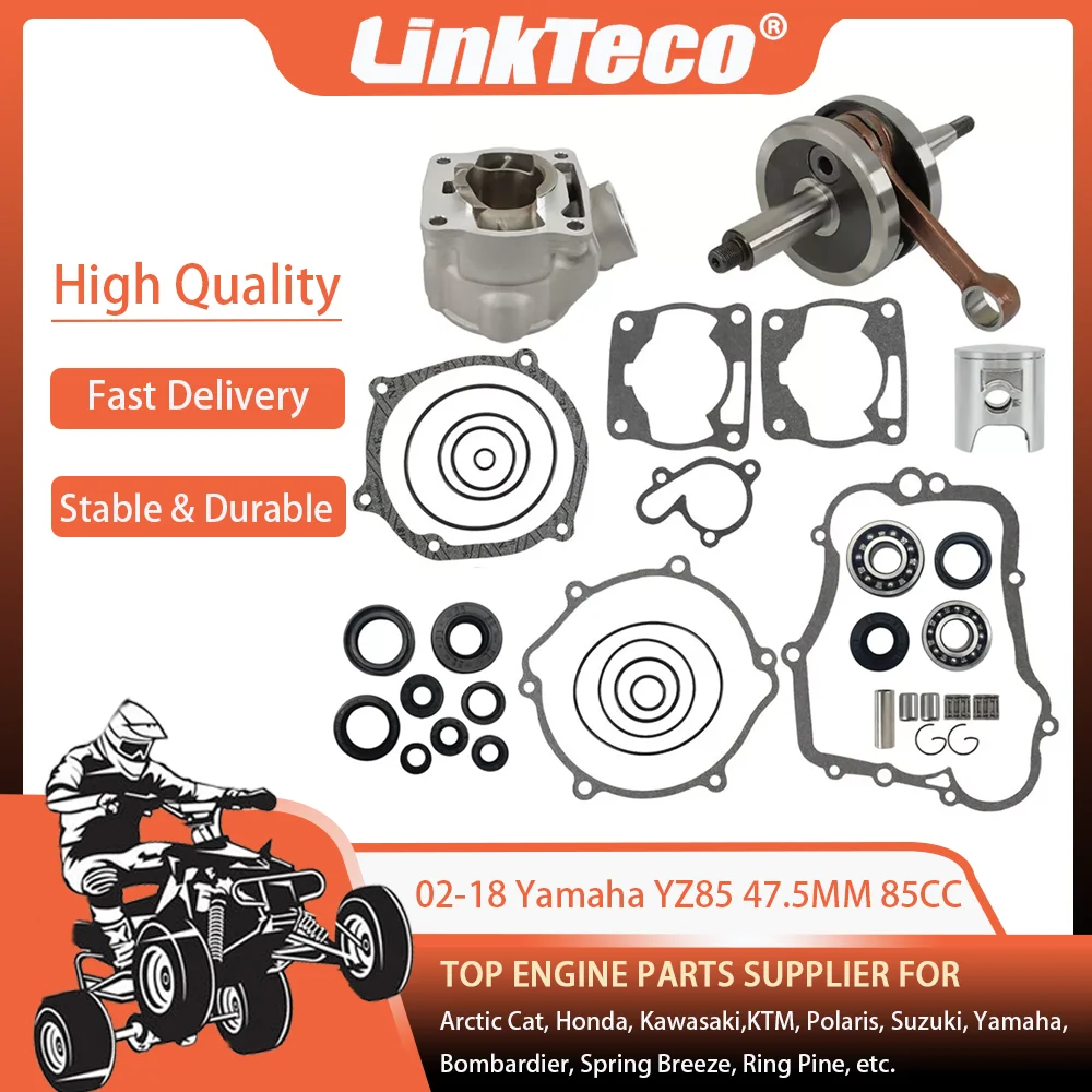 

02-18 STD 47.5MM 85CC Cylinder Piston Crankshaft Engine Rebuild Kit For Yamaha YZ85 YZ125PSK 5PA-11400-00-00 5PA-11311-20-00