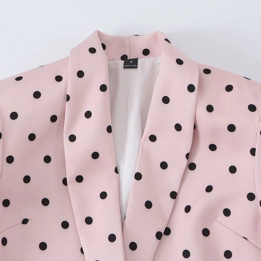 Fashionable Polka Dot Women's Blazer New Loose Casual Notched Collar Long Sleeve Suit Coat Spring Autumn Temperament Lady Jacket