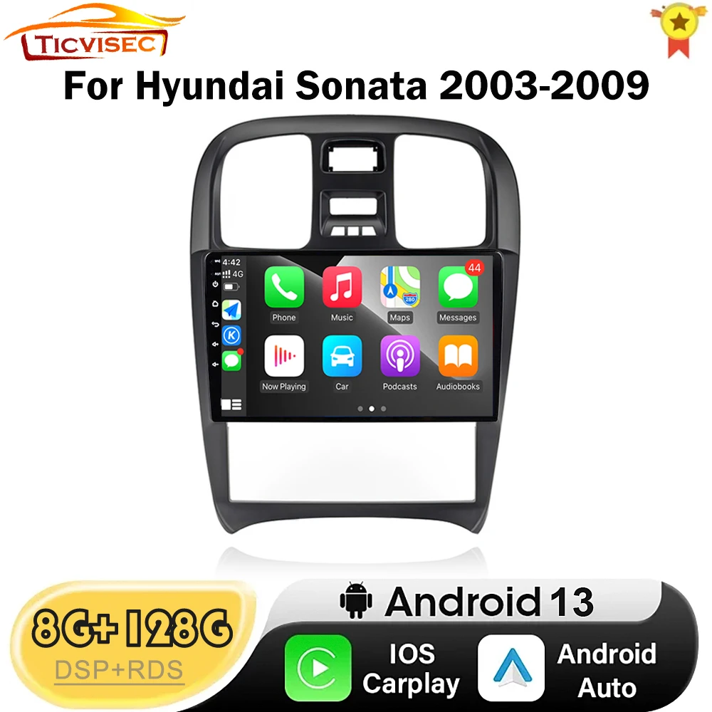

2DIN Car Radio Android 13 4G+WIFI For Hyundai Sonata 2003-2009 Car Radio Multimedia Video Player 2 din dvd Carplay GPS Autoraido
