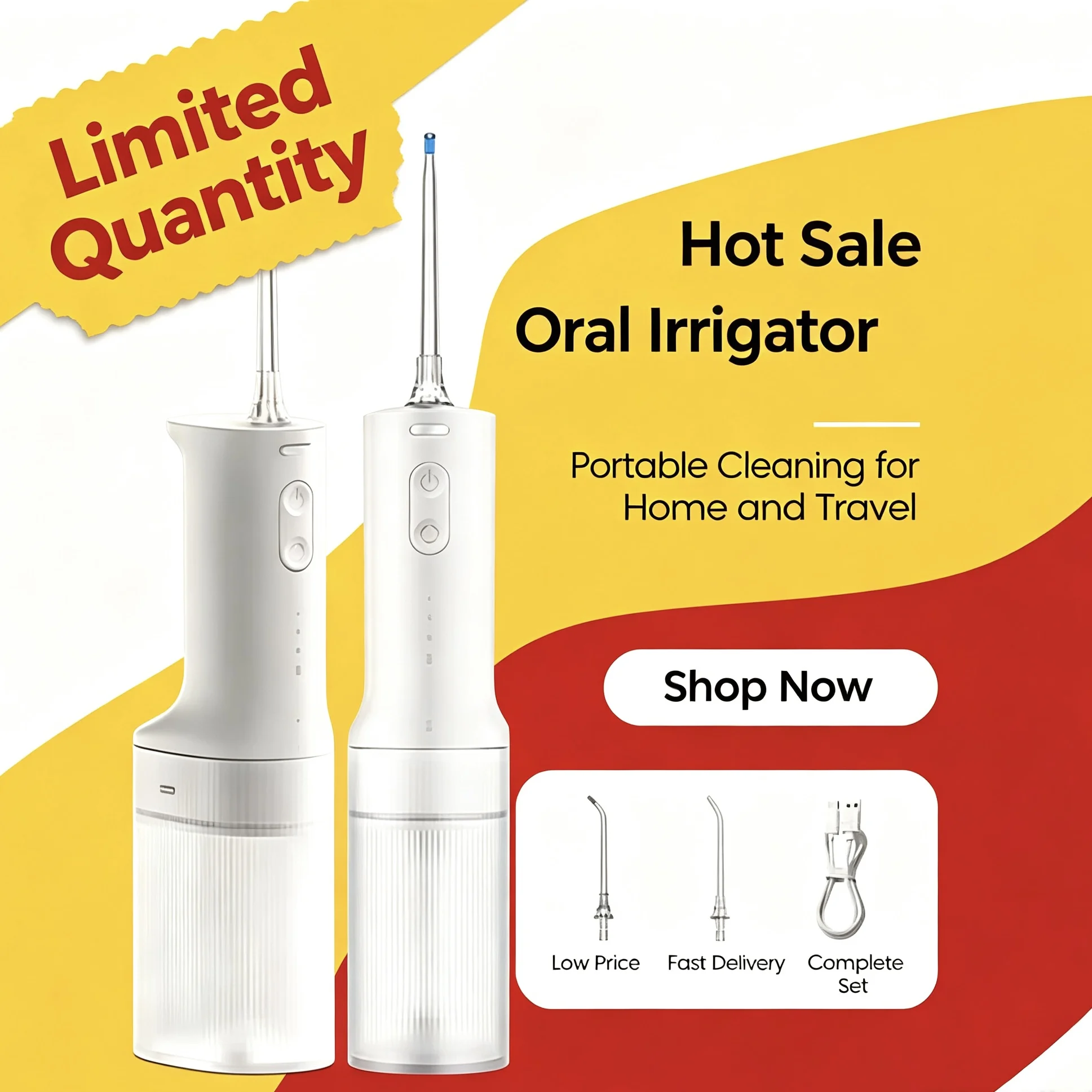 Mini Portable Oral Irrigator USB Charging Water Flosser 5‑Mode Adjustable Pressure Waterproof 230ML Tank Dental Teeth Cleaning M