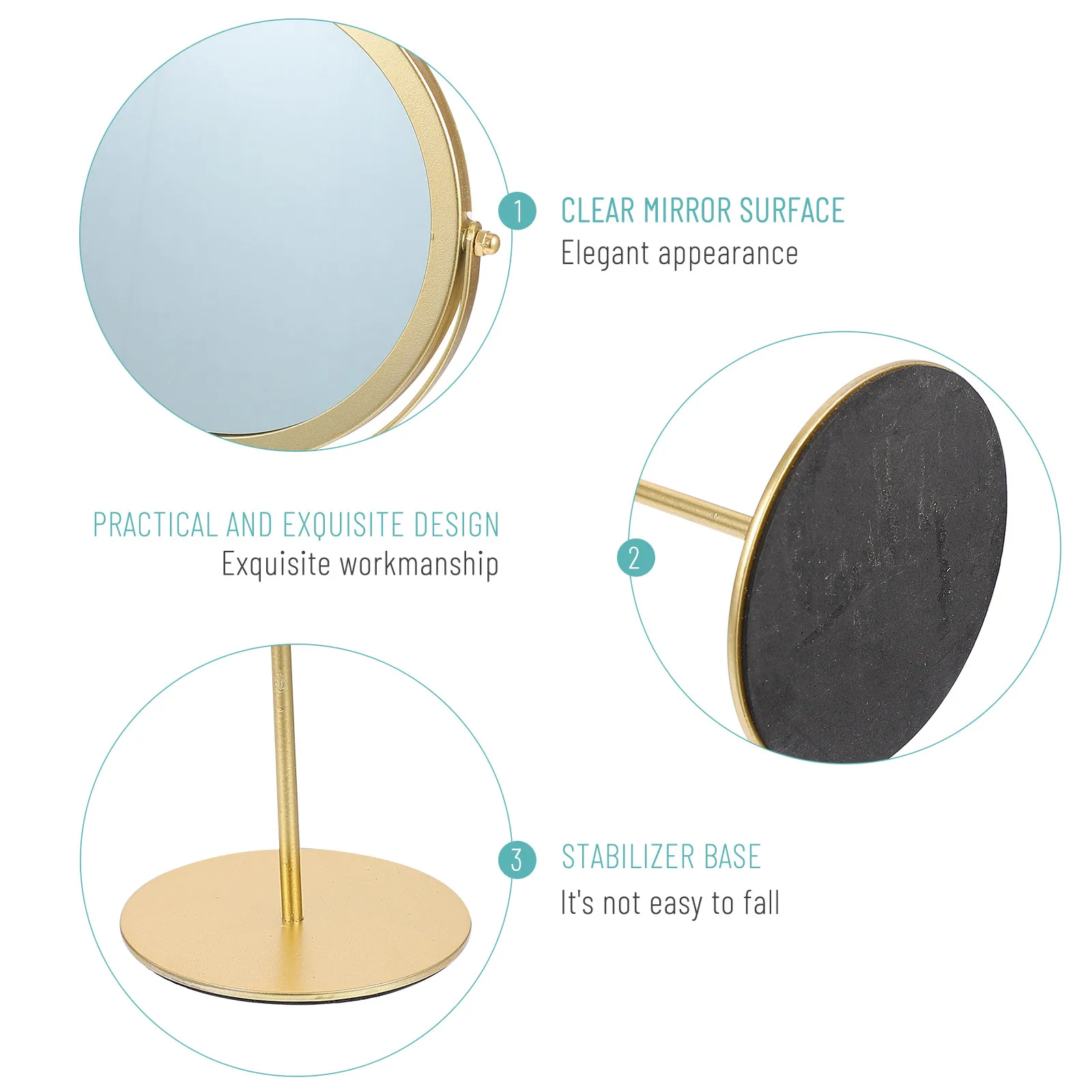 

Ретро-зеркало для макияжа настольное, вращающееся, металлическое, с высоким разрешением, дизайнерское, для туалетного столика