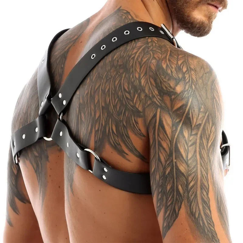 Male Lingerie Leather Harness Adjustable Body Bondage Fetish Gay Clothing Sexy Chest Strap Suspenders Punk Rave Costumes for Sex