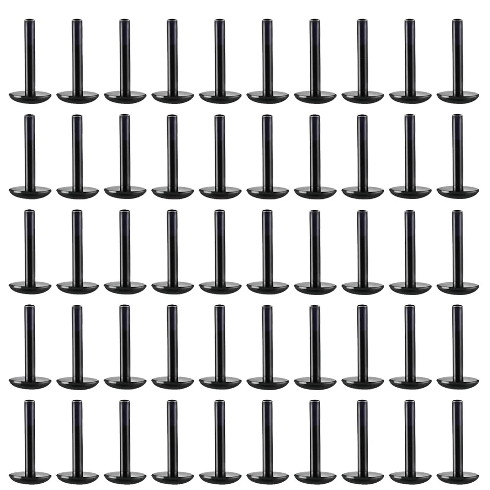 10/50/100pcs Latest Models Acrylic Threadless Black Labret Lip Bar Ear Tragus Flat Base Body Piercing Jewelry 16G