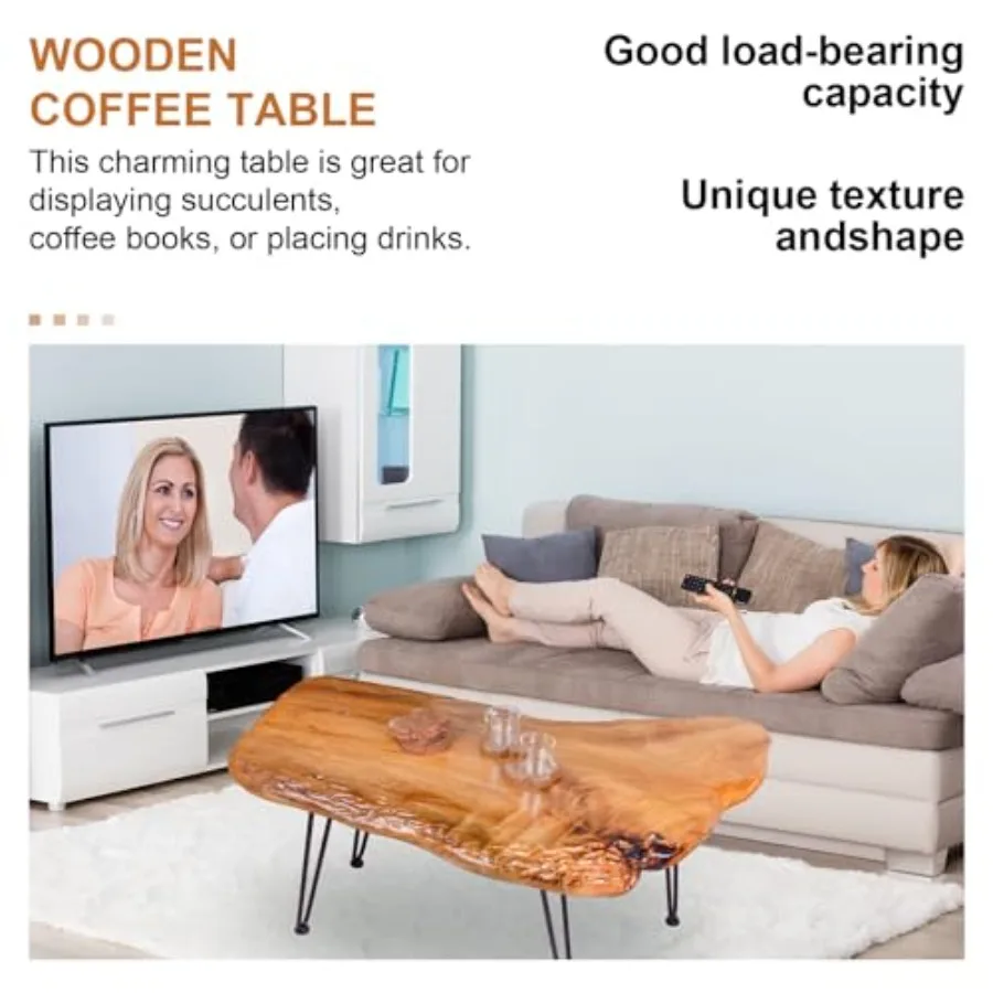 Rustic Coffee Table Unique Live Edge Table Organic tural Edge Design for Living Room Home Office Easy Assembly Solid Wood Cente