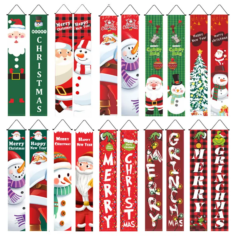 

Xmas Hanging Door Banner New Year Gift Door Yard Porch Garden Reusable Wall Hangings Merry Christmas Decoration Home Decor