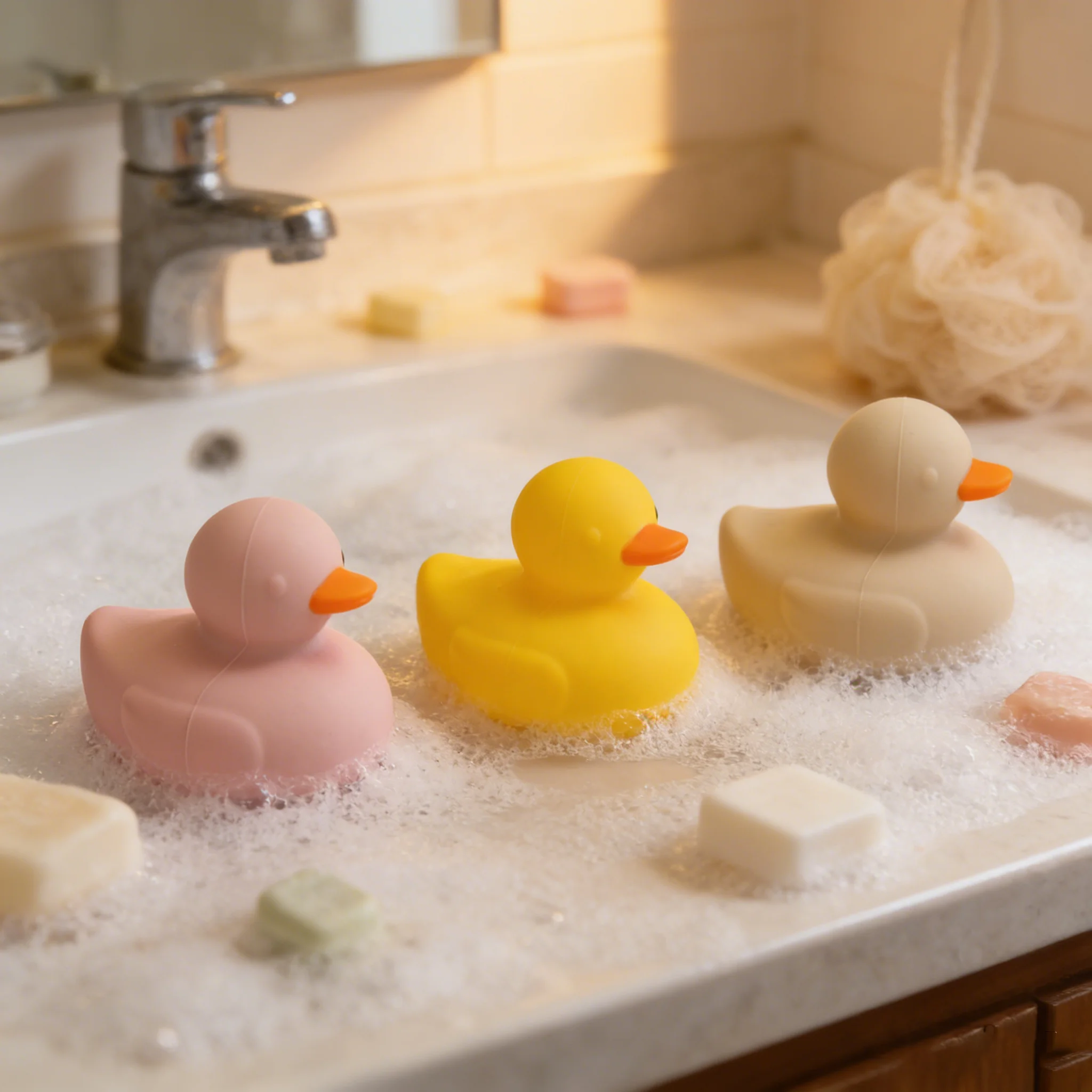 EIBYCIDY 水遊びおもちゃ 可愛いアヒル型 キッズ ベビー シリコン製お風呂おもちゃ BPAフリー 幼児向け楽しいお風呂遊び 浮かぶおもちゃ 赤ちゃんへのプレゼント