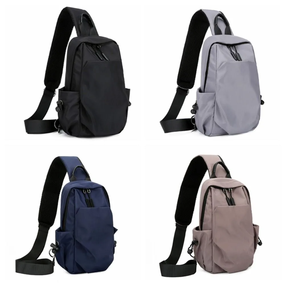 Simple Zipper Pocket Oxford Shoulder Bag Retro Large Capacity Chest Bag Men Storage Waterproof Nylon Shoulder Bag Outdoor