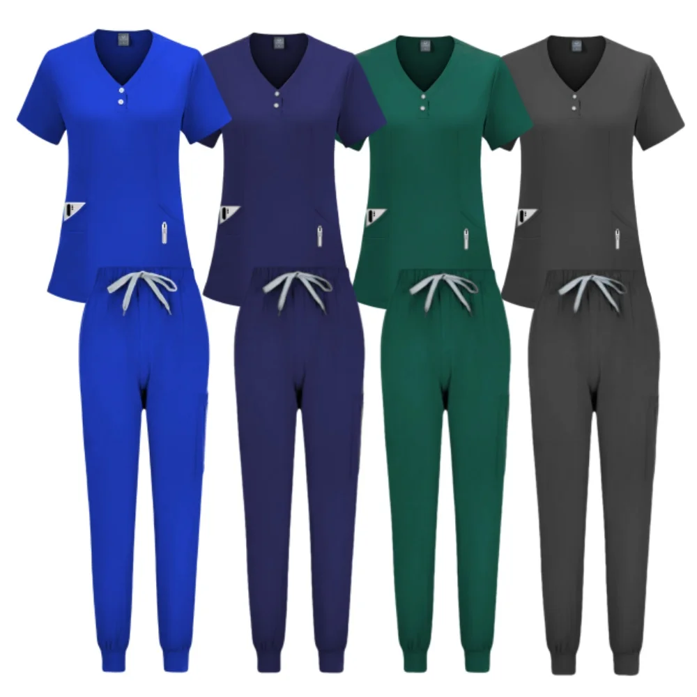 Uniformes quirúrgicos para mujer, conjunto de ropa de trabajo para salón de belleza y enfermera, Top clínico y pantalón, Túnica de enfermería para médico y Spa