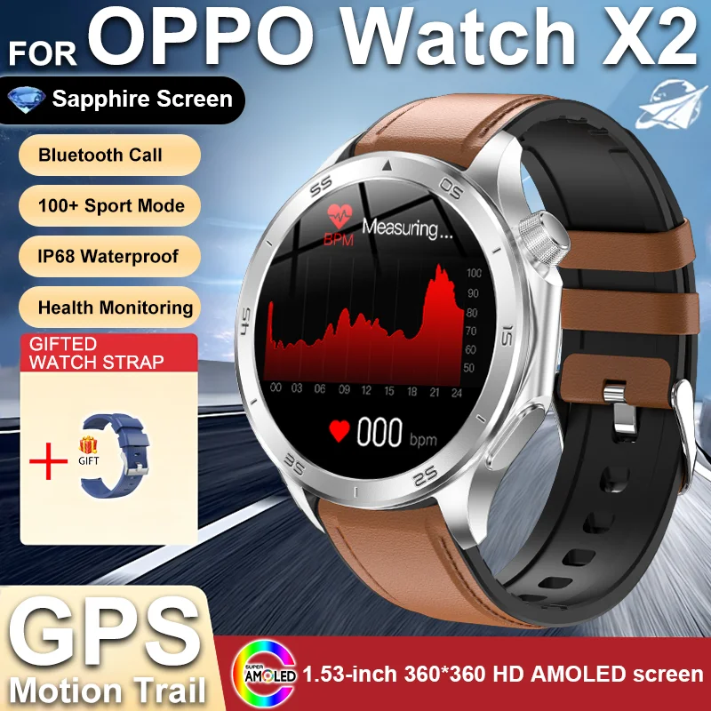 GUHUAVMI 2025New Für OPPO UHR X2 GPS Smart Uhr Männer AMOLED HD Bildschirm Kompass Herzfrequenz Bluetooth Anruf Wasserdichte Sport Uhren frauen 4