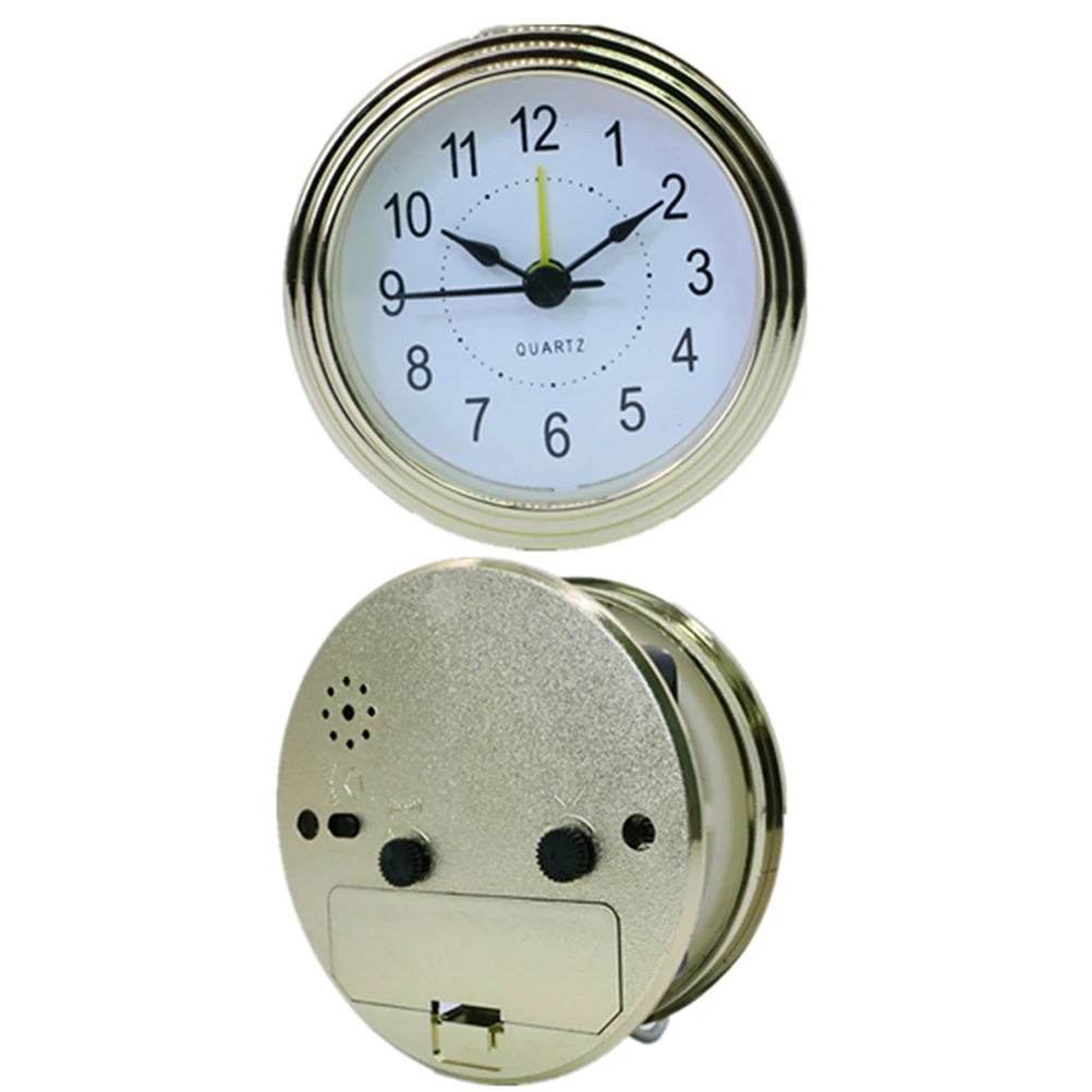 

Quartz Alarm Clock Head Round Plastic Case Clear Border Decorative Office Hotel Mini Clock Faces Replacement