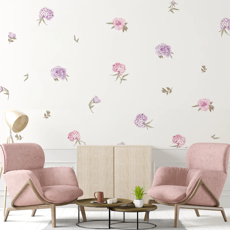 Flowers Plants Wall Stickers For Living Rooms Girls Bedroom Background Wall Decoration Self-adhesive Vinyl Sticker Wallpapers