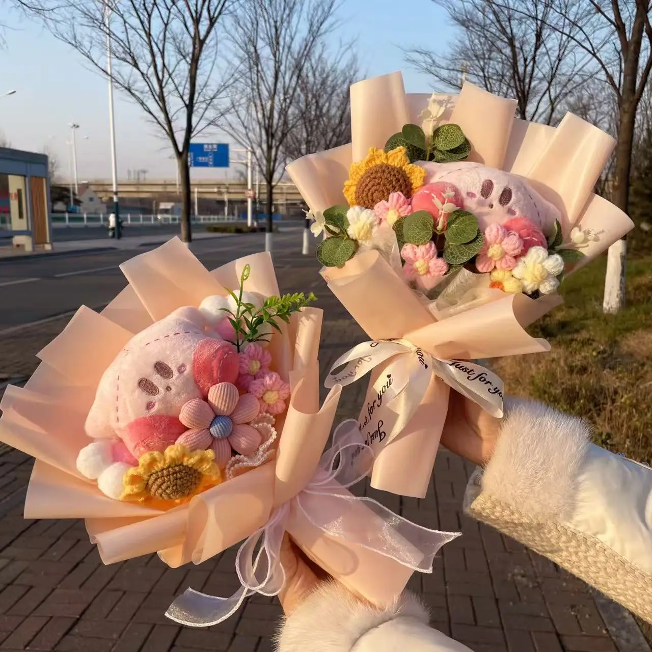 Anime Figures Star Kirby Plush Doll Stuffed Toys Creative Handmade Bouquets Valentine Graduation Birthday Gifts For Girls