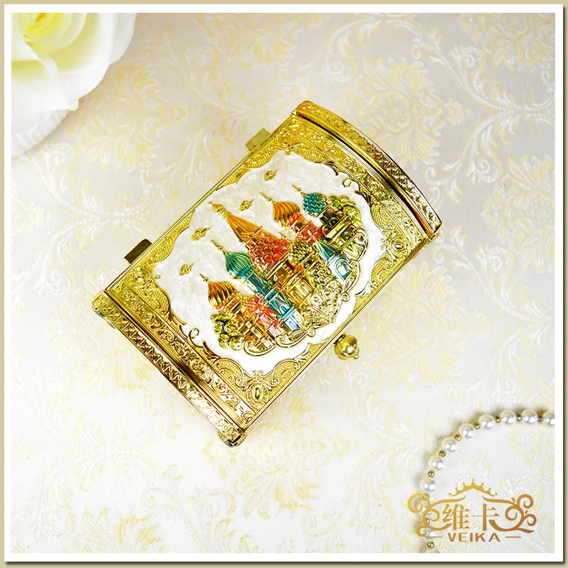 Double Layer Jewelry Box Hand Painted Enamel Large Space Fashion Gift for Russia Korea