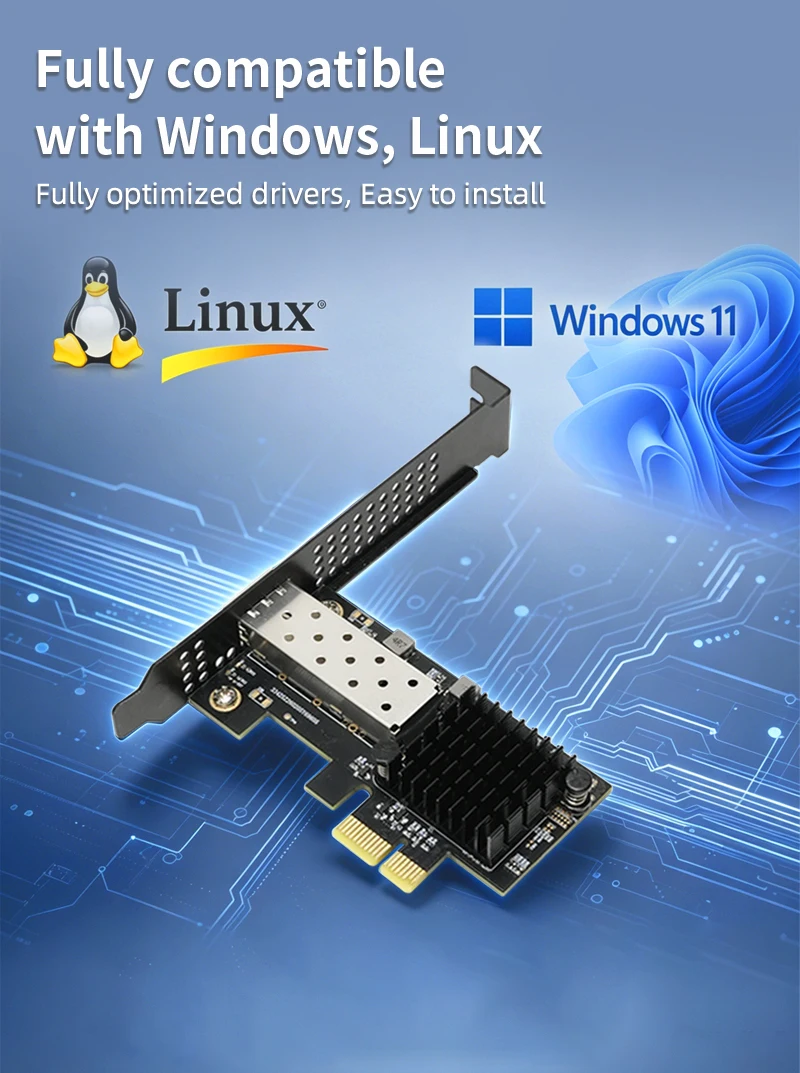 Lekuo 10G SFP+ Glasfaser-Netzwerkkarte PCIe 4.0 X1 - Geringe Latenz Hoher Durchsatz Enterprise-Qualität für NAS/Server mit RTL8127ATF Chip – Detail 3