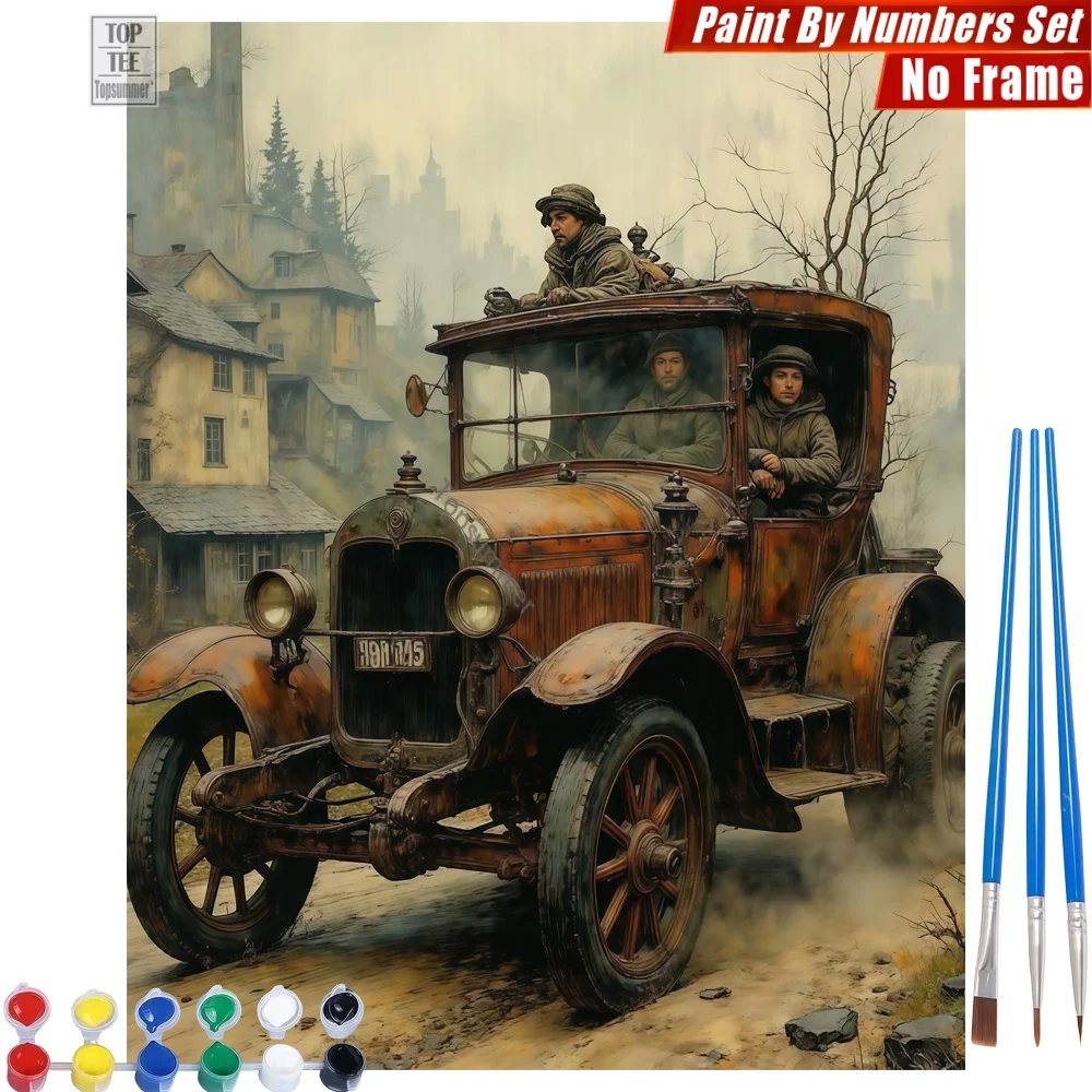

Vintage Car Fog DIY Painting By Numbers Set - Vintage Car Fog Creative Family Fun Gift For Teacher Gift For Friend