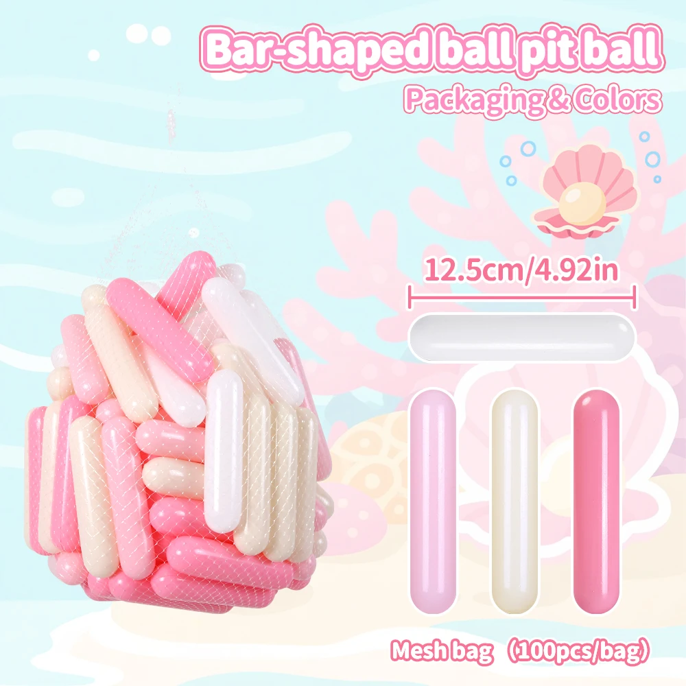 12.5CM 100個入り ピンク色 プラスチックボール 子供用 楽しい ウォータープール 海の波 ボールピット 屋外 テント おもちゃ クリスマスプレゼント用
