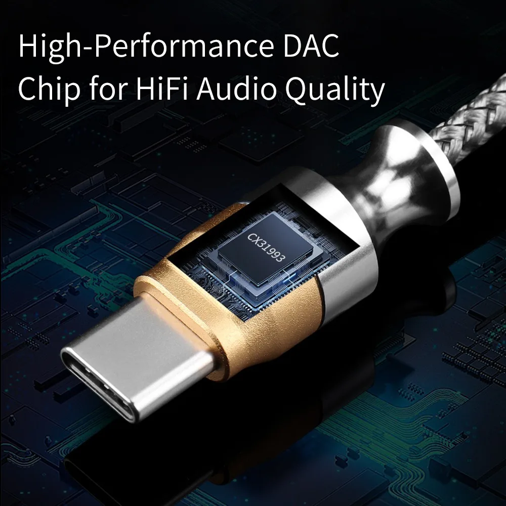 QKZ TC MAX PRO DAC Audio Cable Type C to 3.5MM Audio Adapter 32Bit 384kHz Earphone Cable Adapter HiFi DAC CX31993/KT02F20 Chip