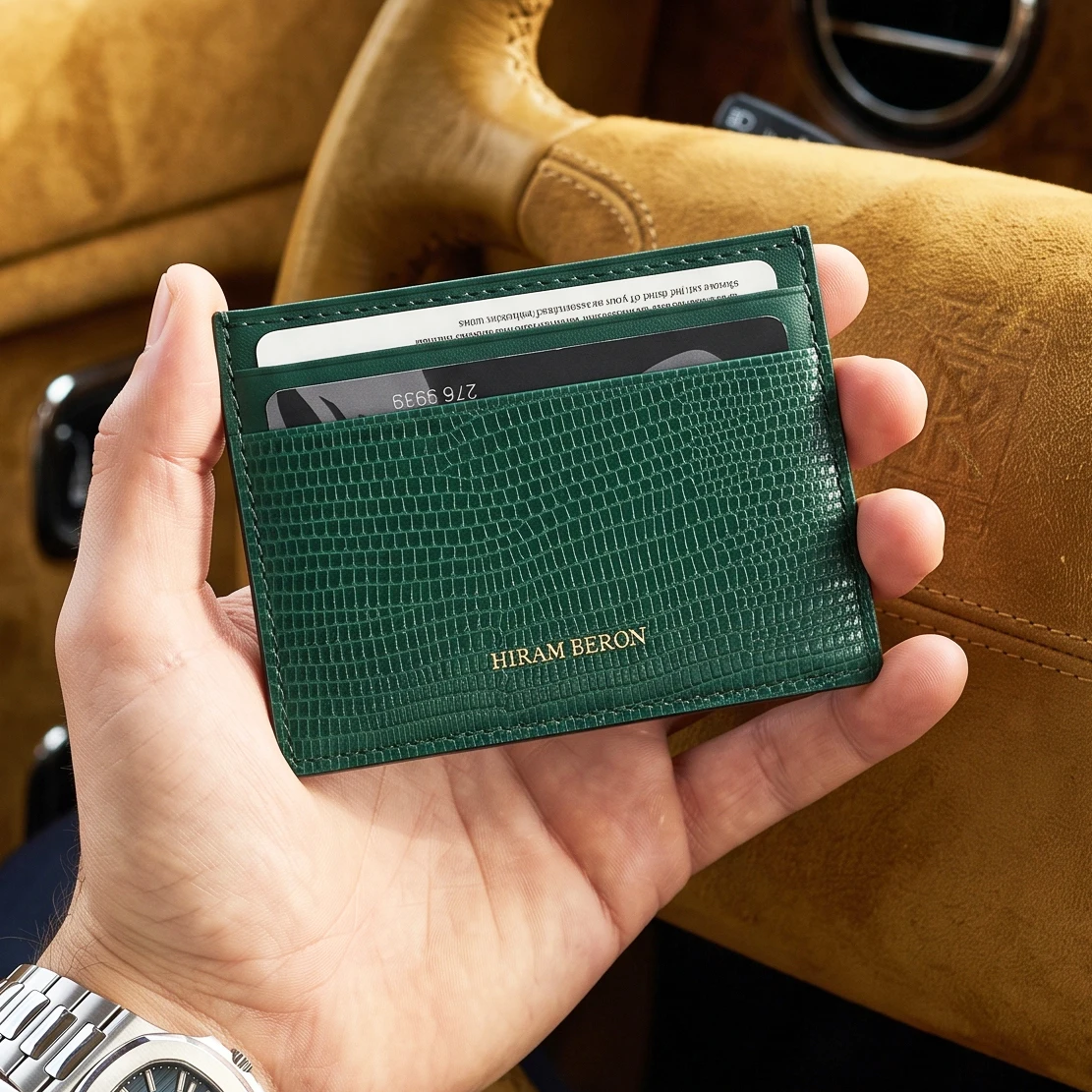 FREE Monogram Premium Luxury Card Wallet Genuine Leather Case Card Holder For Men Dropship