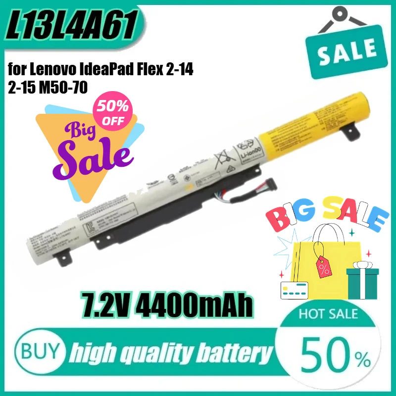 

Новый L13L4A61 7,2 В 32 Втч 4400 мАч Высококачественный аккумулятор для ноутбука Lenovo IdeaPad Flex 2-14 2-15 M50-70 M50-80 L13M4A61 L13L4E61