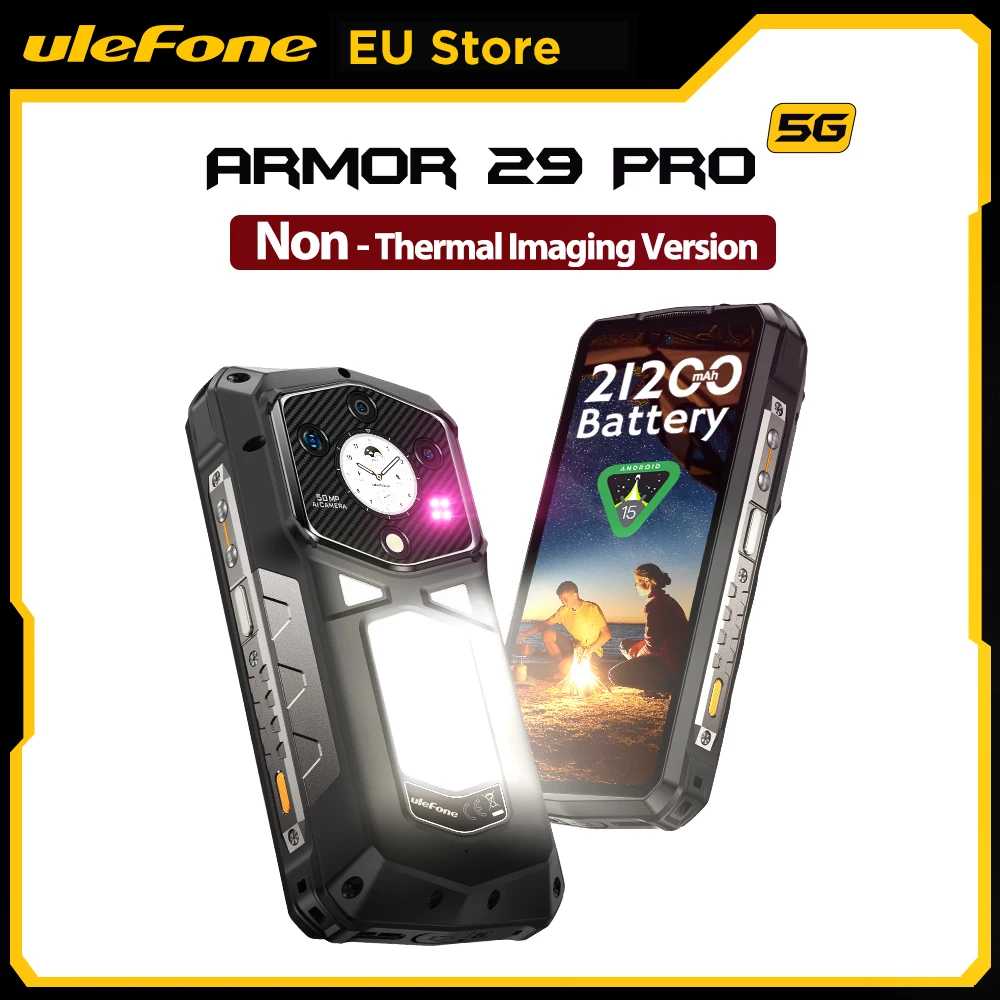 Ulefone Armor 29 Pro 5G robuuste smartphone Android 15 MTK Dimensity 7400 21200mAh 120W 64MP nachtzicht 6.67 inch 120Hz 512GB ROM
