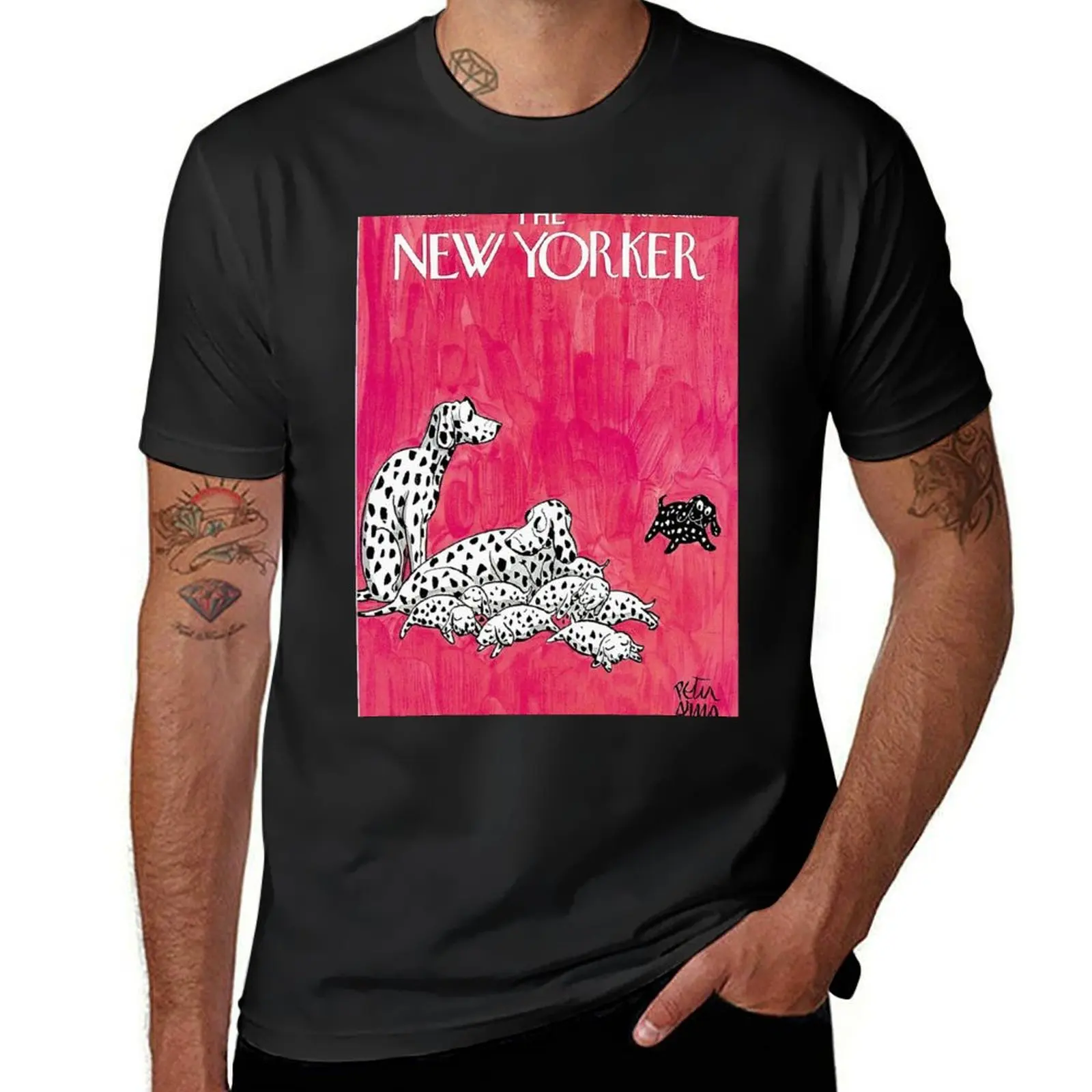 dalmatian - new yorker 1935 T-Shirt animal prinfor boys shirts graphic tees vintage clothes oversized men workout shirt