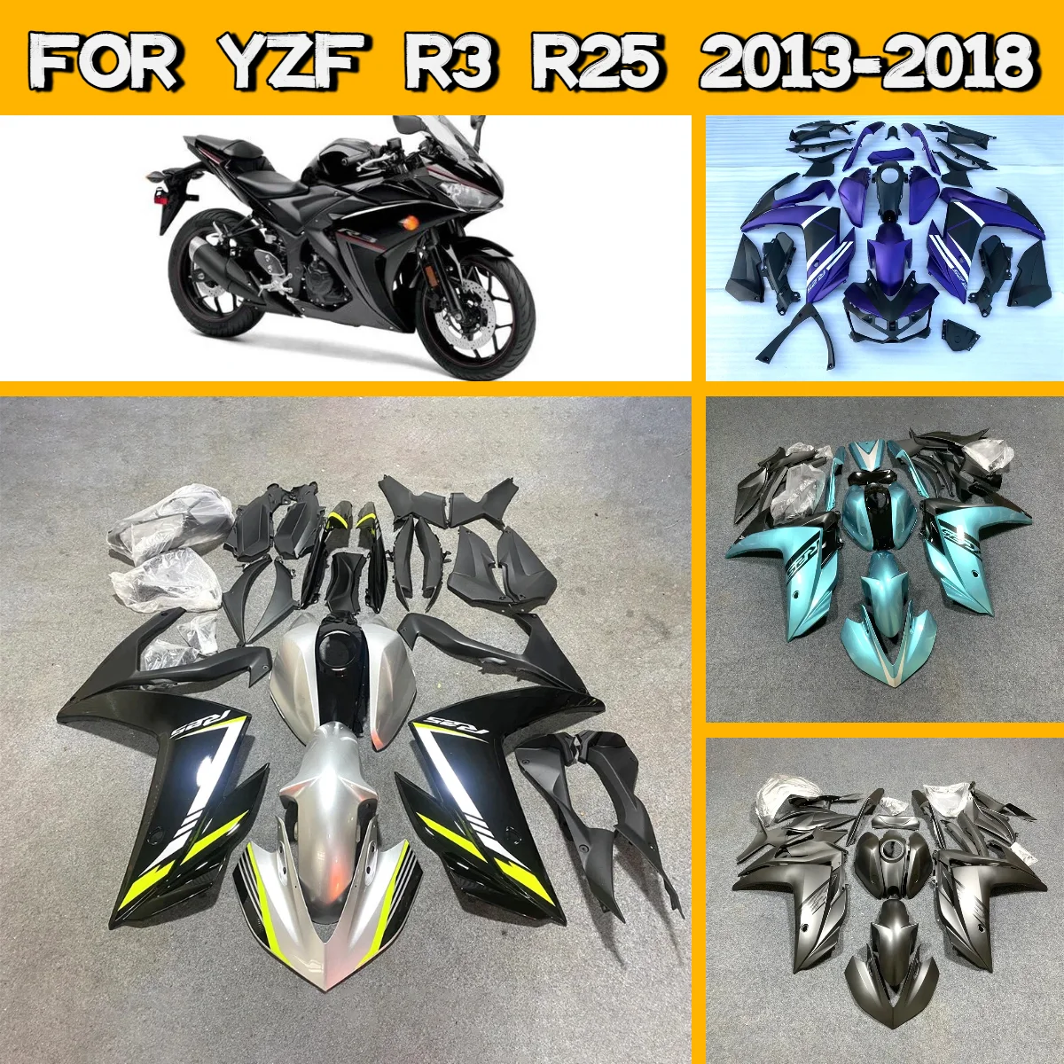 

Высококачественный комплект обтекателей для мотоциклов Yamaha YZF R3 R25 (2013-2018) – полный комплект инжекционных обтекателей для YZFR3 YZFR25