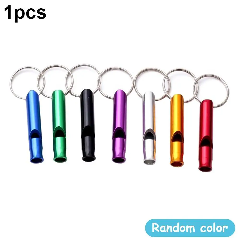 Porte-clés pendentif sifflet en métal, extérieur, multifonctionnel, cintre Sleutel, survie d'urgence, taille mini, cadeau d'équipe, 1 pièce