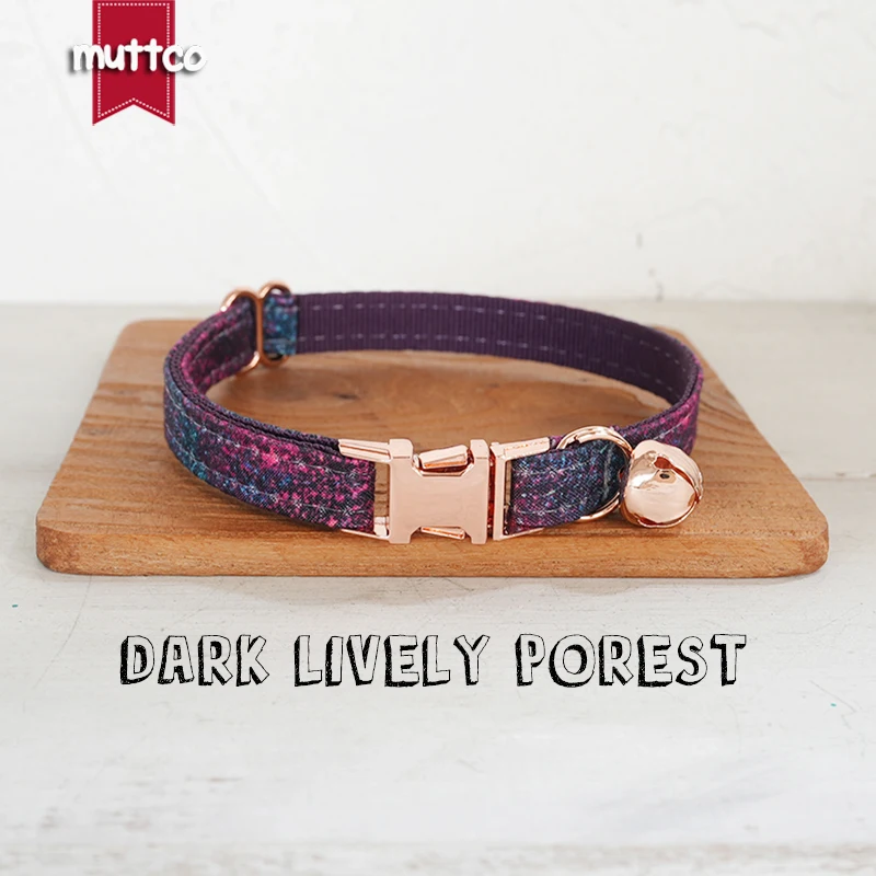 MUTTCO Retailing  environmental protection self-design personalized cat collars DARK LIVELY FOREST handmade 2 sizes UCC192