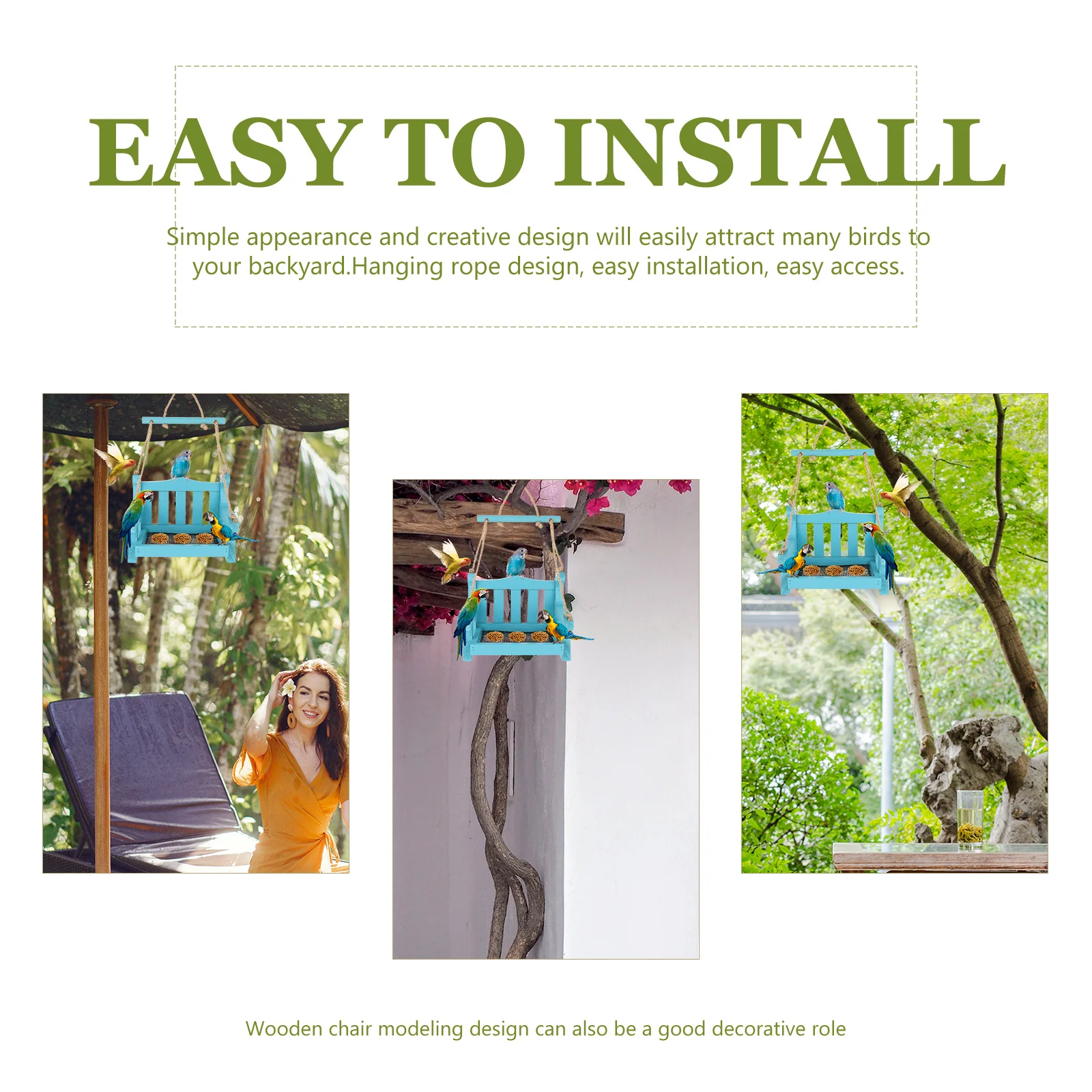 

Balcony Garden Chair Shaped Bird Feeder Hanging Outdoor Bird Food Container Durable Easy to Clean Adds Vitality to Garden