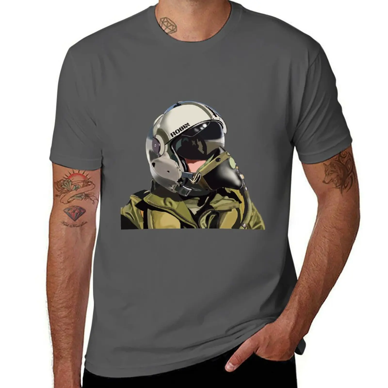 Robin Fighter Pilot T-Shirt anime figures oversized t shirt oversized graphic tee funny costumes Men's t shirts