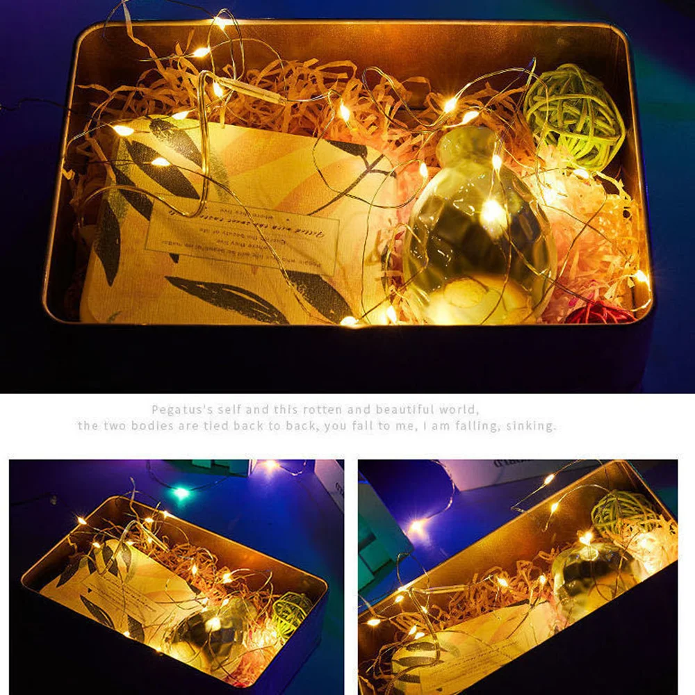 5Pcs Smart Flashing Decoration LED String Lights Christmas Wedding Party Restaurant Fast And Slow Lights With 3* Button Battery