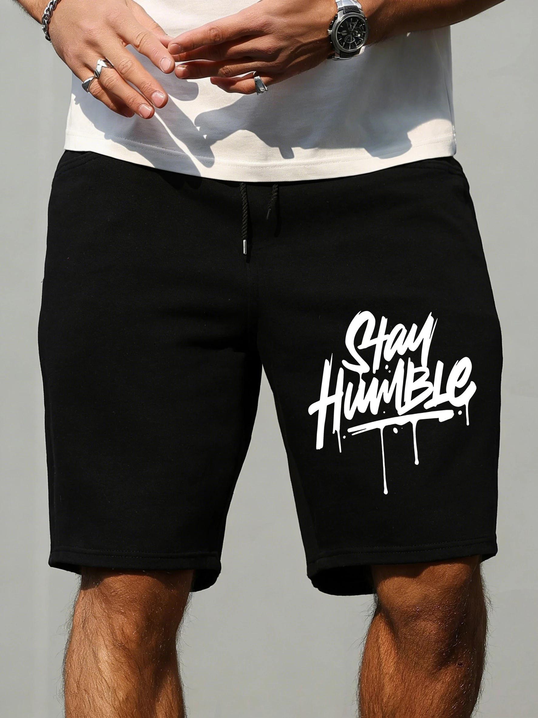 

Мужские спортивные шорты Stay Huwble Liquefaction Print, повседневная универсальная спортивная одежда, летняя одежда с широкими штанинами, брюки для бега на шнурке