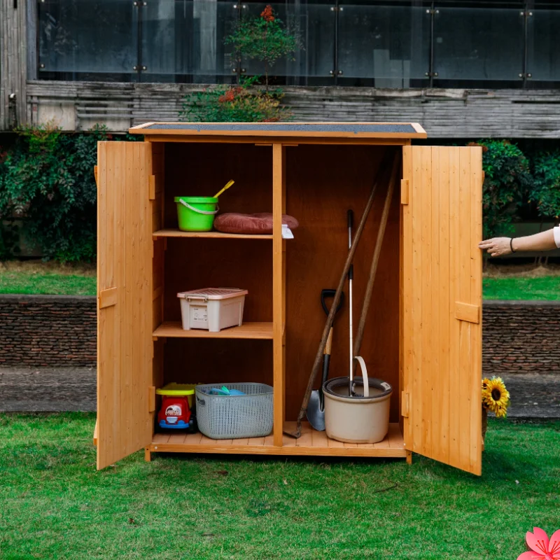 

Storage cabinet Outdoor finishing Toy locker Garden balcony Wood courtyard Rainproof sun rot Pastoral style storage box