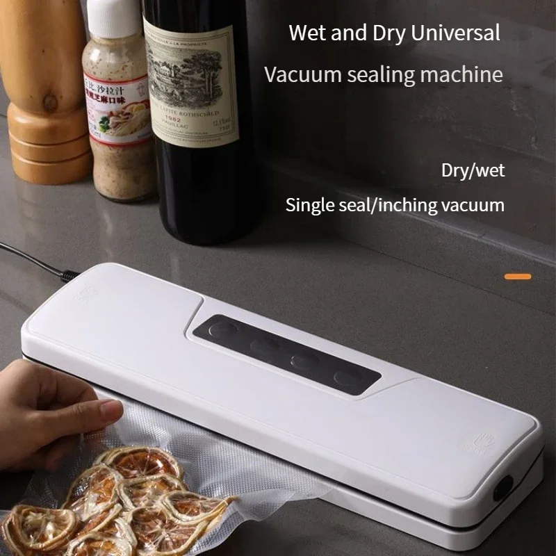 Automatic Food Vacuum Sealer Wet or Dry Food Saver Packing Machine with 10pcs 17*25cm free bags for Sous Vide White/Black