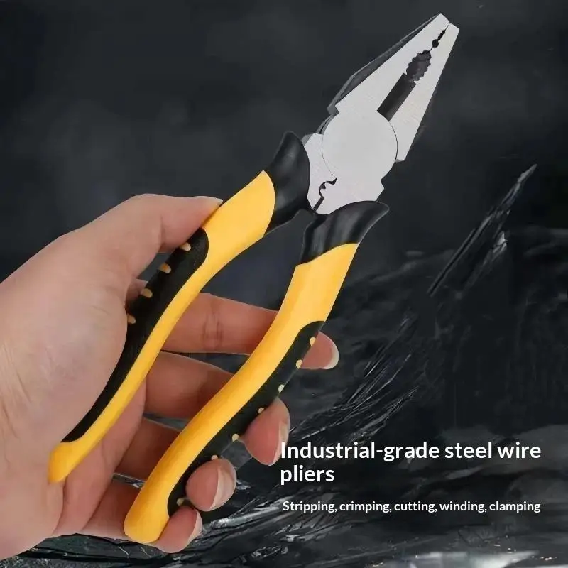 8 Inch Heavy Duty Combination Pliers Wear Resistant Non Slip Grip Industrial Grade for DIY Craft Car Repair Use