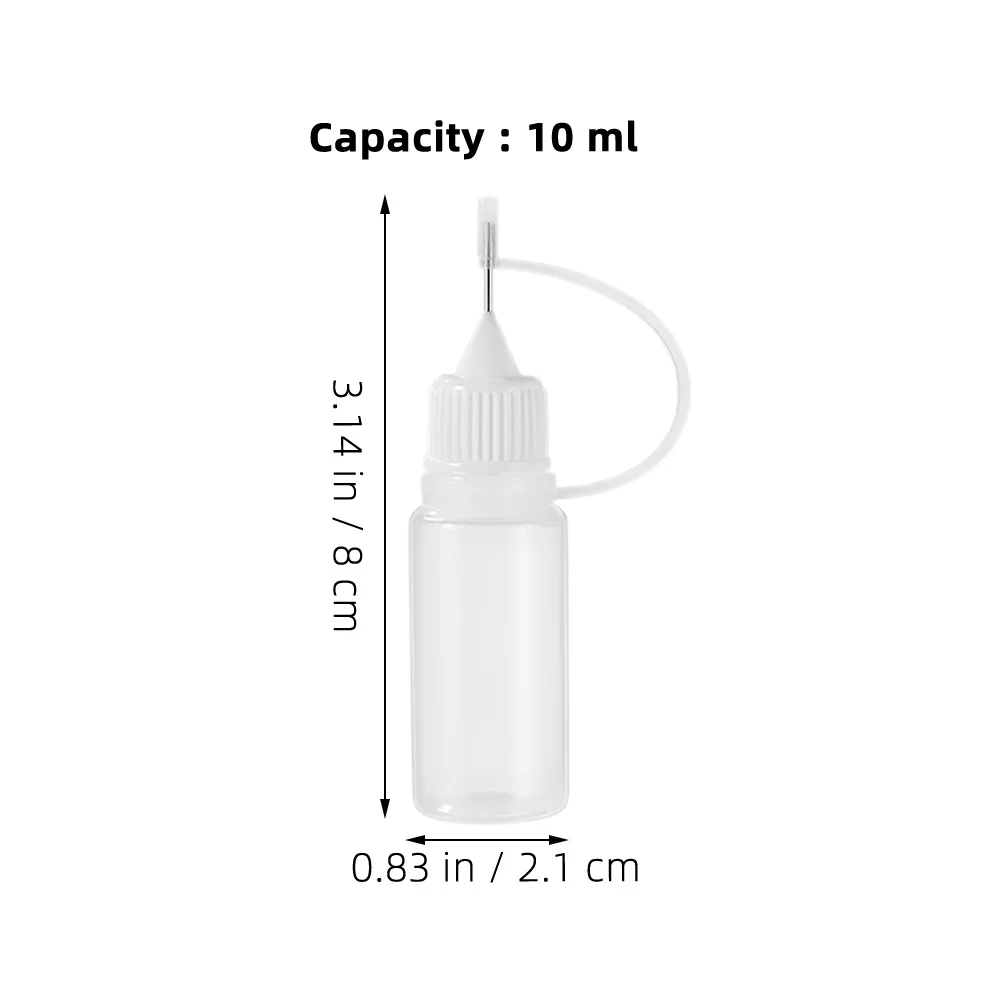 10 قطعة زجاجات ضغط الإبرة البلاستيك طرف مدبب قضيب سائل دقيق للزيت الغراء الحرفية قطارة مانعة للتسرب تصميم مدمج