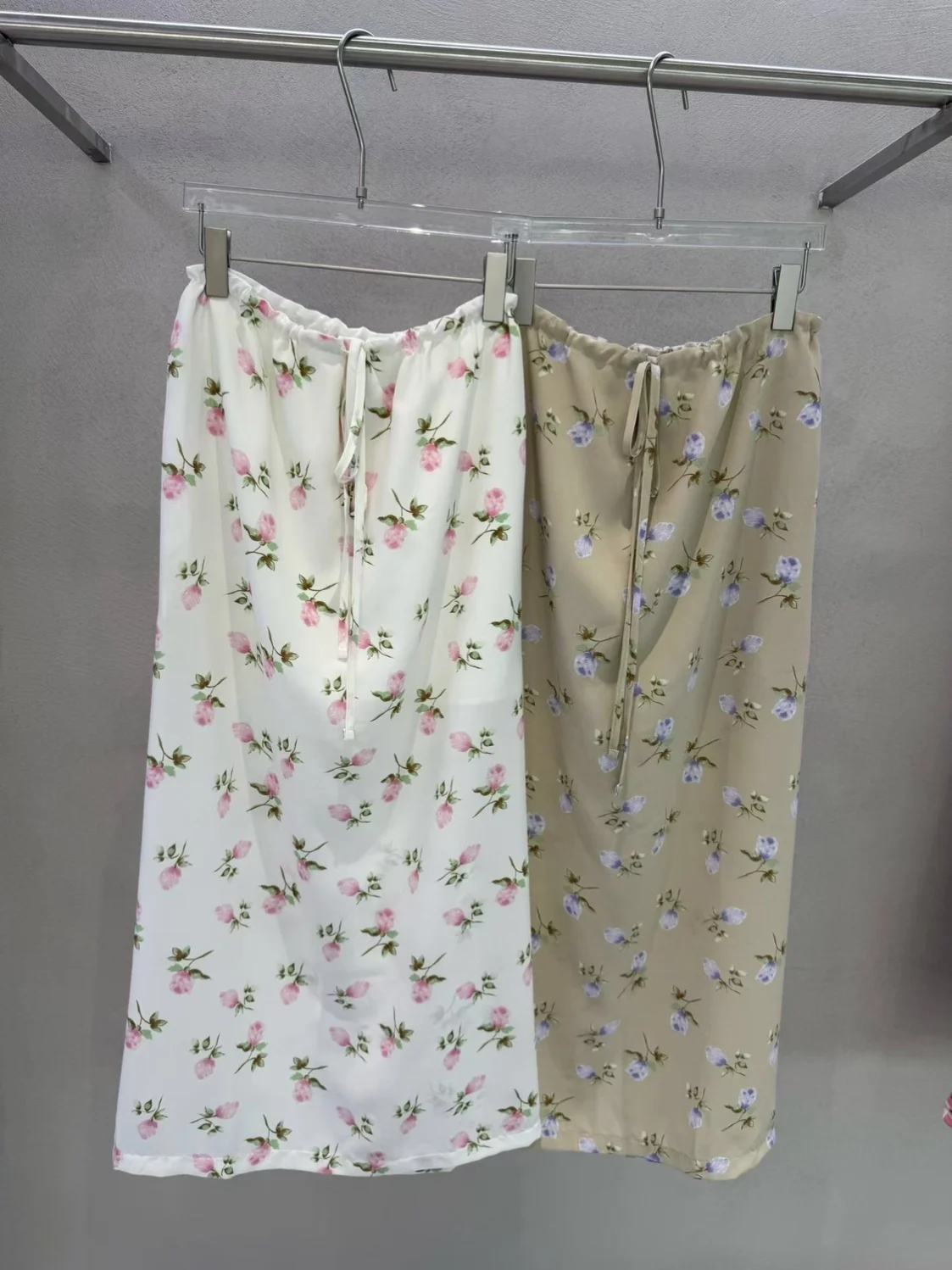 Sweet Girl Print Belted High Waist Straight Cut Long Skirt Elegant Temperament Tall Women's Split Slimming Full Length Skirt