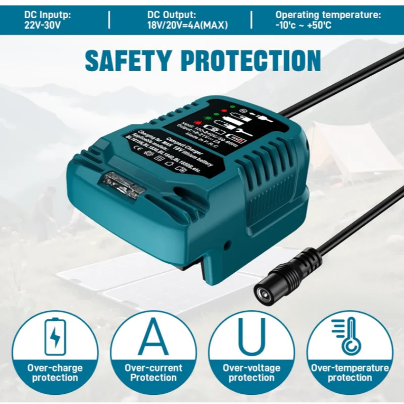 Solar Charger for Makita/ for  Dewalt/ for  Milwaukee 18V20V Lithium Battery Cordless Tools for Travel and Outdoor Charging